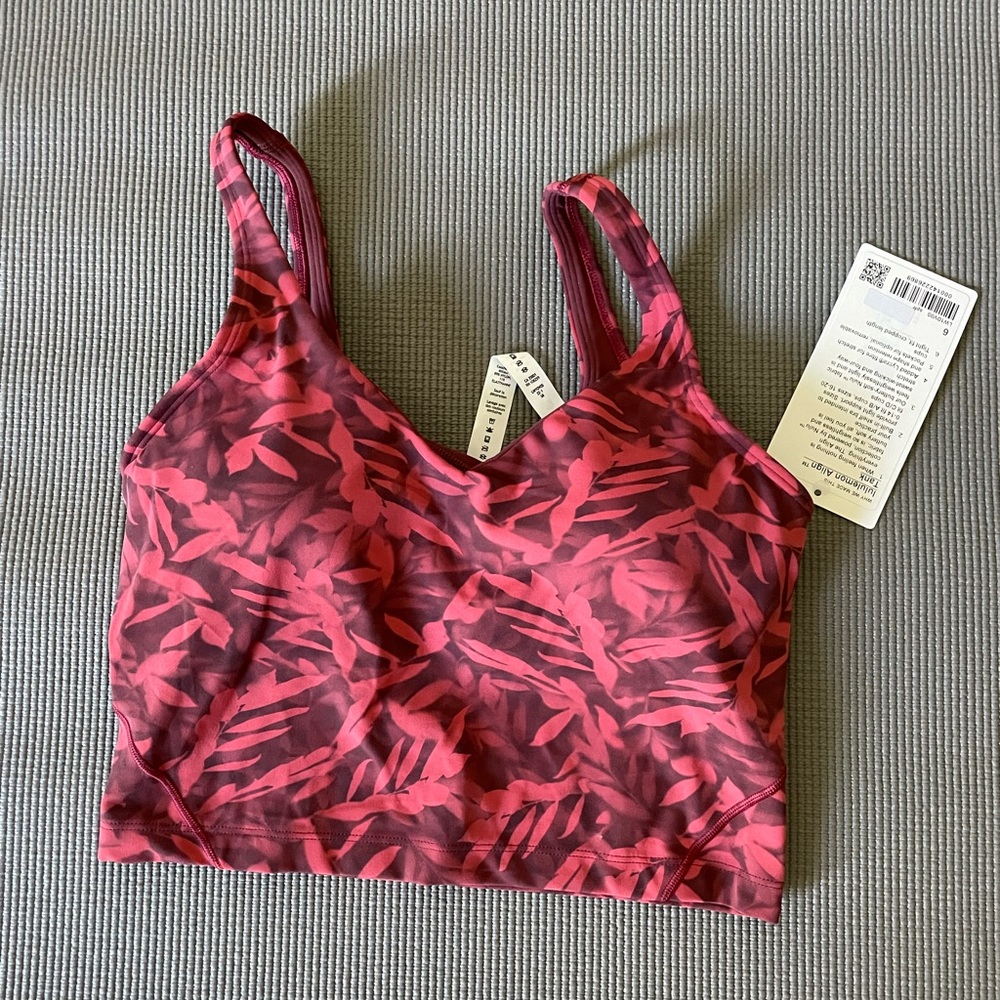 NWT LULULEMON ALIGN™ CROPPED TANK TOP Spray Leaf Fireside Red Multi 6